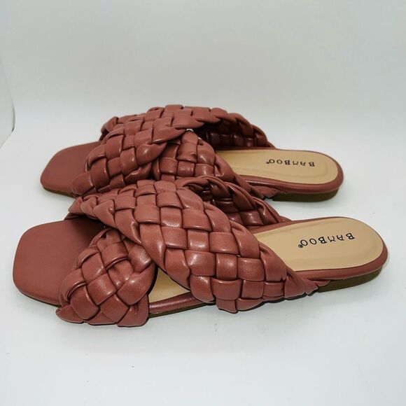 Bamboo Women's Braided Crisscross Strap Kick 61 Sandal Pink Size 6 New - Picture 4 of 6